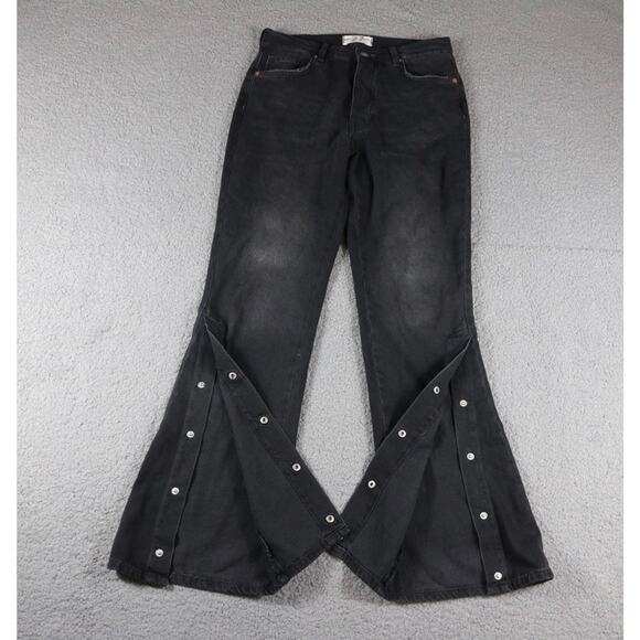 We The Free Denim - Free People We The Free Jeans 27 Black Bell Bottoms Flared Snap Button Trim